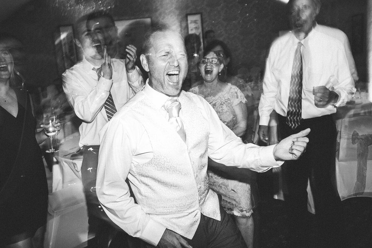 Wedding guests dancing