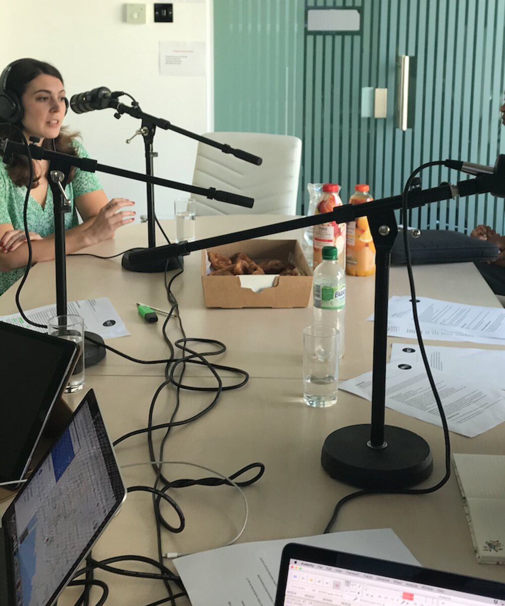 Podcast recording session